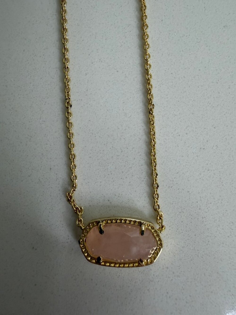 Kendra Scott Elisa Gold Pendant Necklace – Rose Quartz – 17"